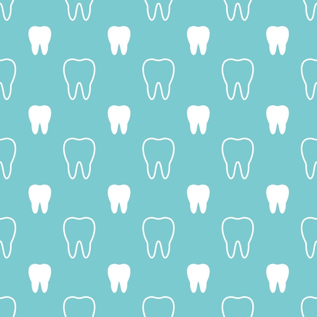 dientes blancos en azul turquesa fondo dientes patrón sin costuras