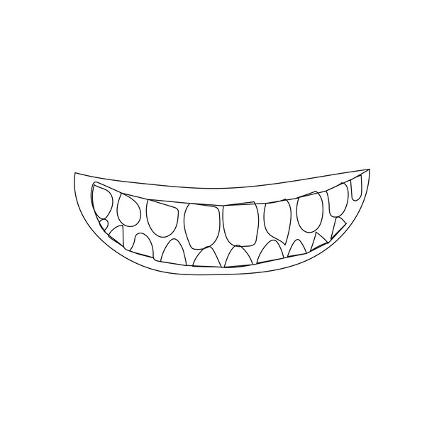 Vector dientes dibujo continuo de una línea de la ilustración vectorial de contorno