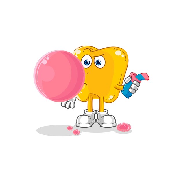 Dientes de oro chicle vector personaje de dibujos animados