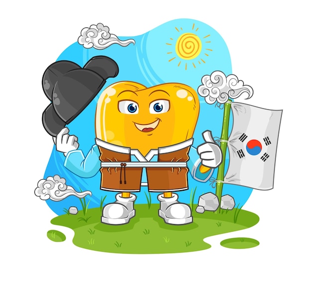 Dientes de oro cultura coreana vector personaje de dibujos animados