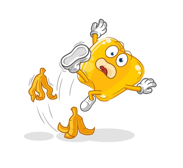 Dientes de oro se deslizaron en el vector de mascota de dibujos animados de plátano
