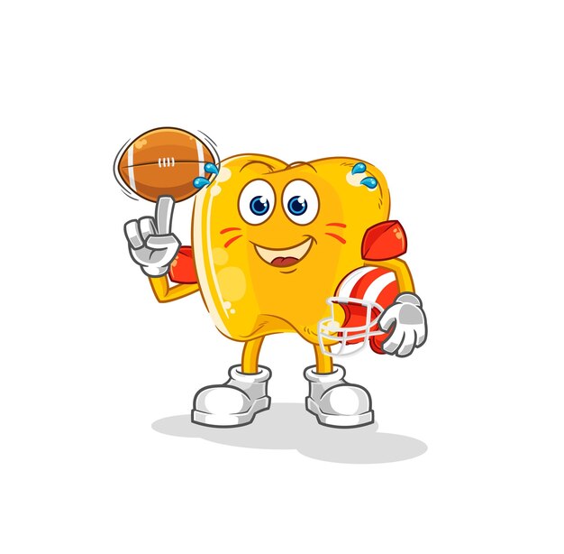 Dientes de oro jugando vector de mascota de dibujos animados de personaje de rugby