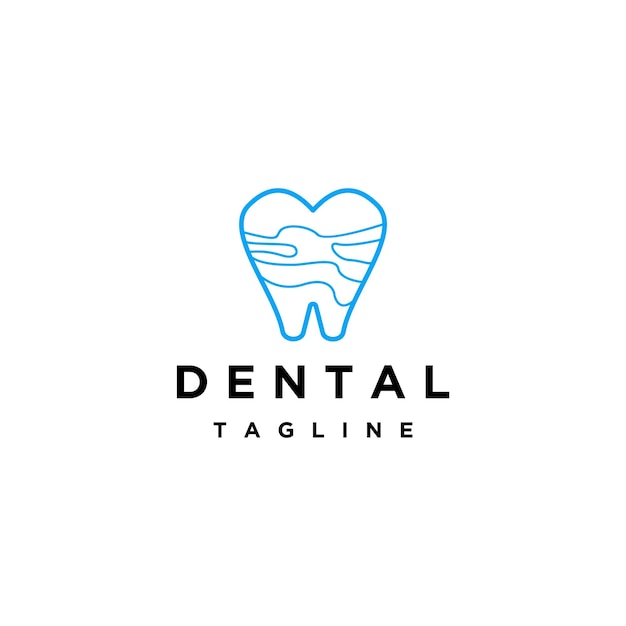 Dientes con símbolo de icono dental de diseño de logotipo de río