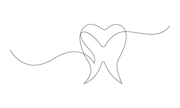 Dientes vectoriales dibujo de contorno de línea continua para una clínica dental