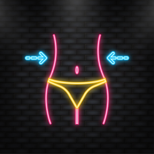 Dieta del programa de pérdida de peso Fitness o liposucción Ilustración vectorial