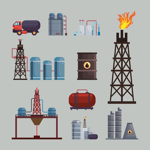 Vector diez elementos de fracking