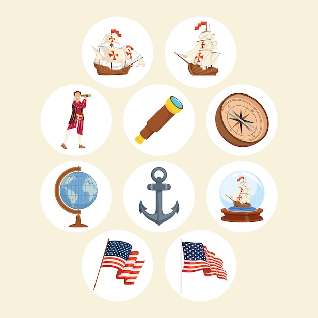 Diez iconos del día de colón