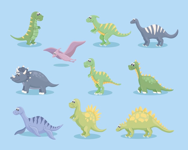 Diez iconos de dinosaurios lindos