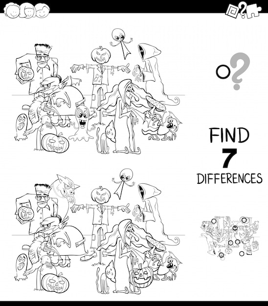 Diferencias con el libro de colorear de personajes de Halloween