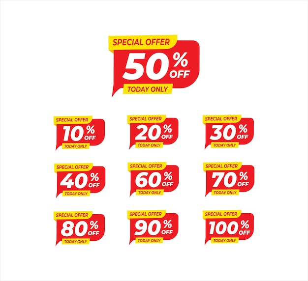 Diferente porcentaje de descuento pegatina etiqueta de precio de descuento conjunto promocionar oferta especial con venta de hasta