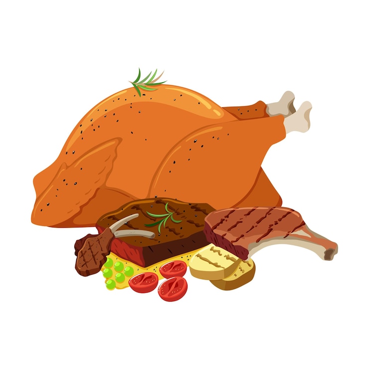 Vector diferentes alimentos en un fondo blanco