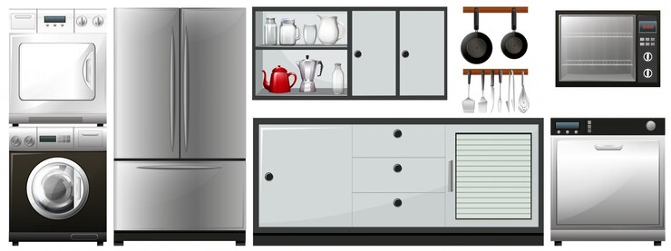 Vector diferentes aparatos de uso en la ilustración del hogar