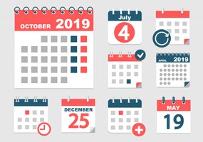 Vector diferentes calendarios con diferentes opciones para el 2018.