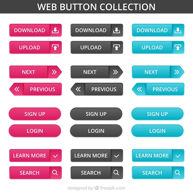 Vector diferentes diseños de botones web