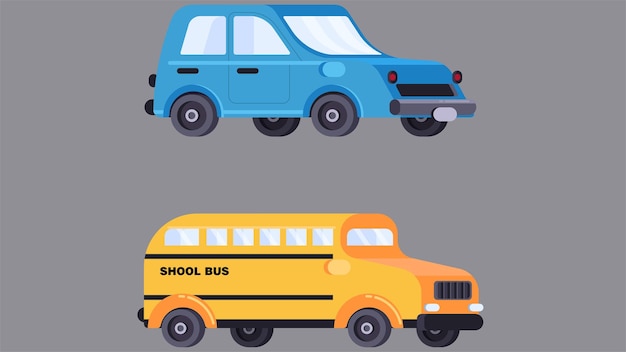Los diferentes elementos gráficos aislados de los vehículos de transporte