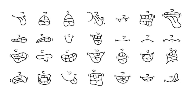 Vector diferentes expresiones en el elemento de montaje y la expresión facial