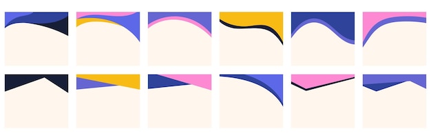 diferentes formas encabezados pies de página en puestos cuadrados sitios web eye-catching esquema de colores inspirado en y2k