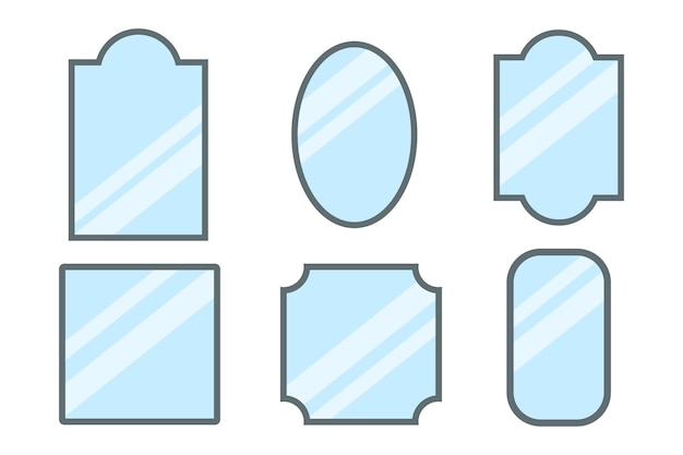 Vector diferentes formas de espejo diseño plano marco de espejo para el elemento de maquillaje y reflejar