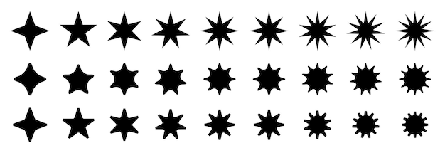 Diferentes formas de estrellas y diseños de insignias