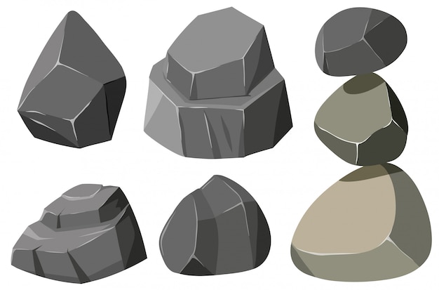 Diferentes formas de rocas grises