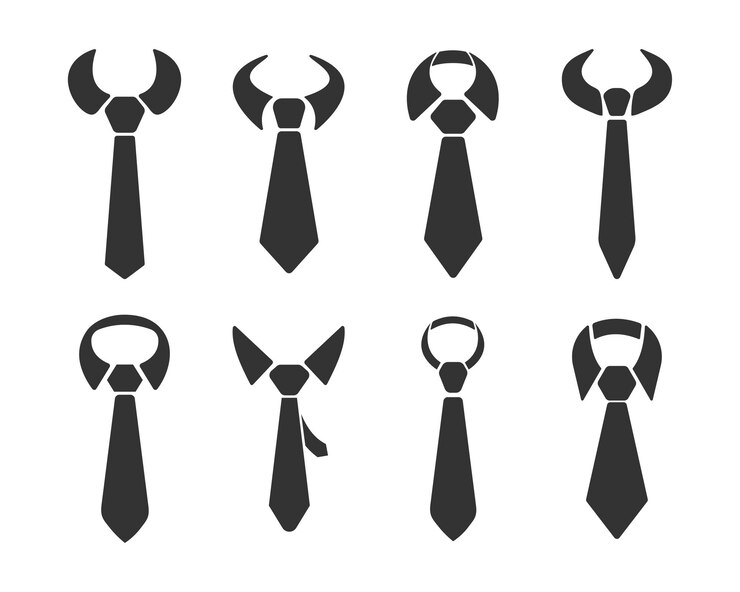 Vector diferentes formas de silueta de corbata aislado