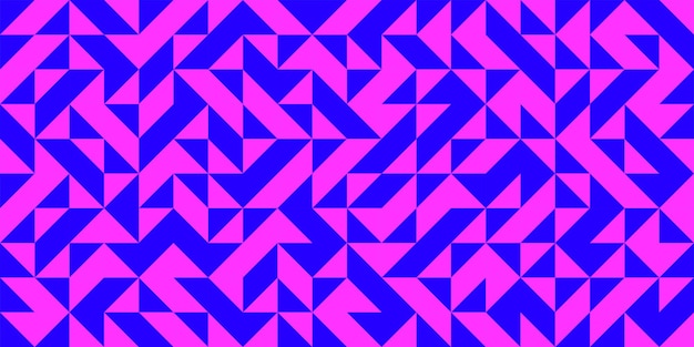 Diferentes formas triangulares y trapezoidales puntiagudas se mezclan con un fondo de patrón multidireccional que combina colores púrpura y azul vibrantes papel tapiz de impresión de estilo minimalismo plantilla