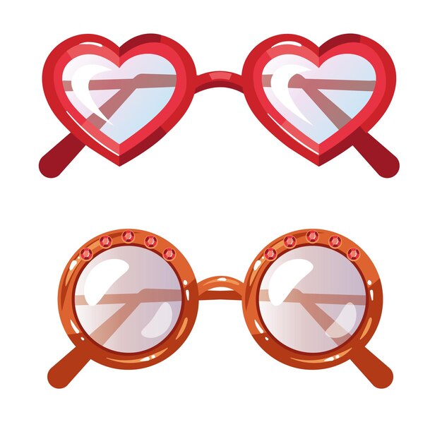 Vector diferentes gafas de sol diseño gráfico aislado conjunto ilustración de diseño gráfico de dibujos animados planos