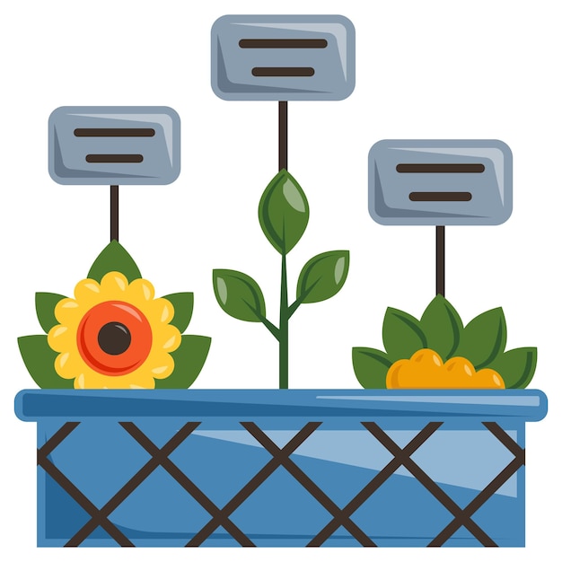 Vector diferentes géneros de girasol con etiqueta en la clasificación del concepto de laboratorio y el diseño del vector de la especie