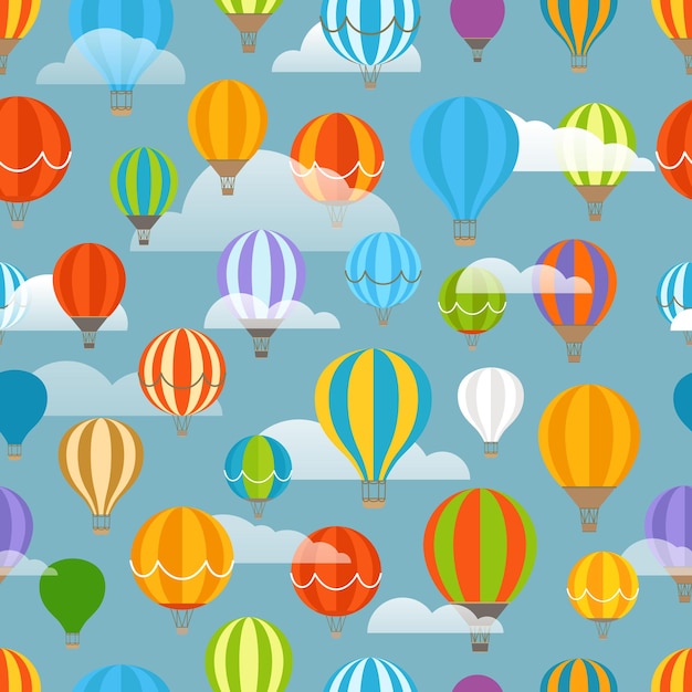 Diferentes globos de aire de colores de patrones sin fisuras
