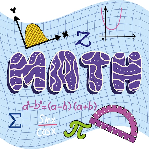 Vector diferentes gráficos matemáticos y objetos concepto de clase de matemáticas ilustración vectorial