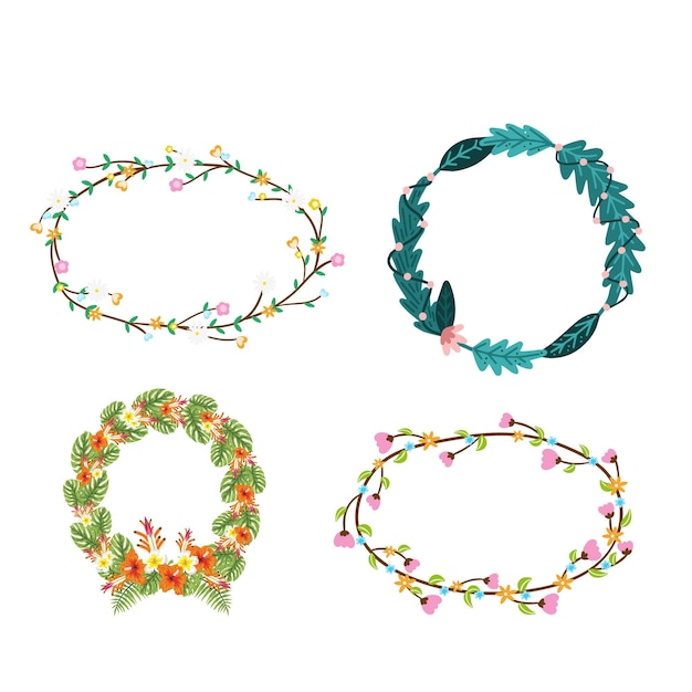 Diferentes hermosas coronas de Navidad aisladas en la colección blanca