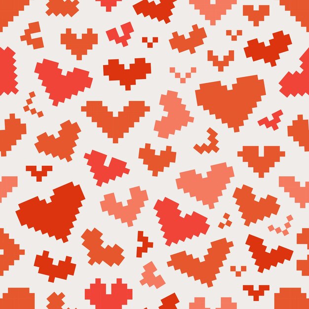 Diferentes iconos abstractos de corazón con un patrón sin fisuras