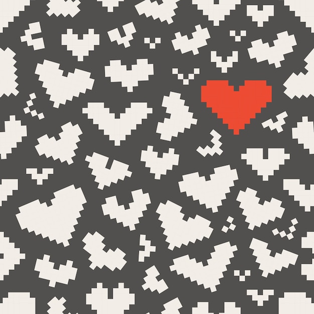 Diferentes iconos abstractos de corazón con un patrón sin fisuras