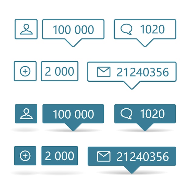 Diferentes informantes web marcos con iconos y dígitos