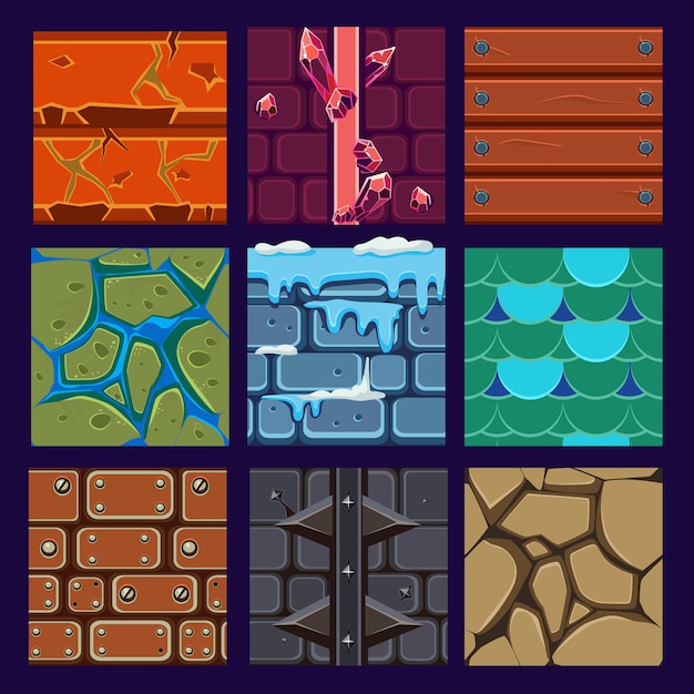 Vector diferentes materiales y texturas para el juego