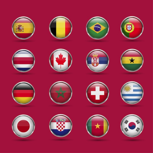 Diferentes modelos de conjunto de vectores de banderas de países editables