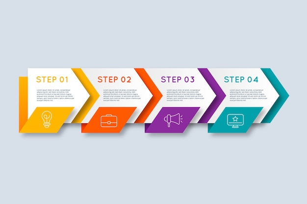 Vector diferentes pasos para la infografía.