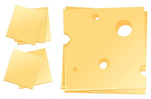 Diferentes rebanadas de queso