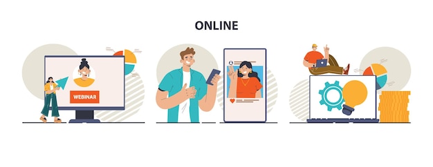 Diferentes servicios en línea configuran Carácter usando aplicaciones móviles y sitios web