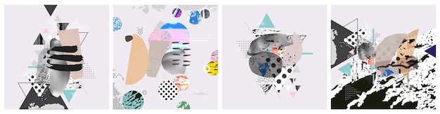 Diferentes texturas y formas collage artístico de ilustraciones vectoriales