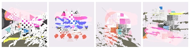 Vector diferentes texturas y formas collage artístico de ilustraciones vectoriales