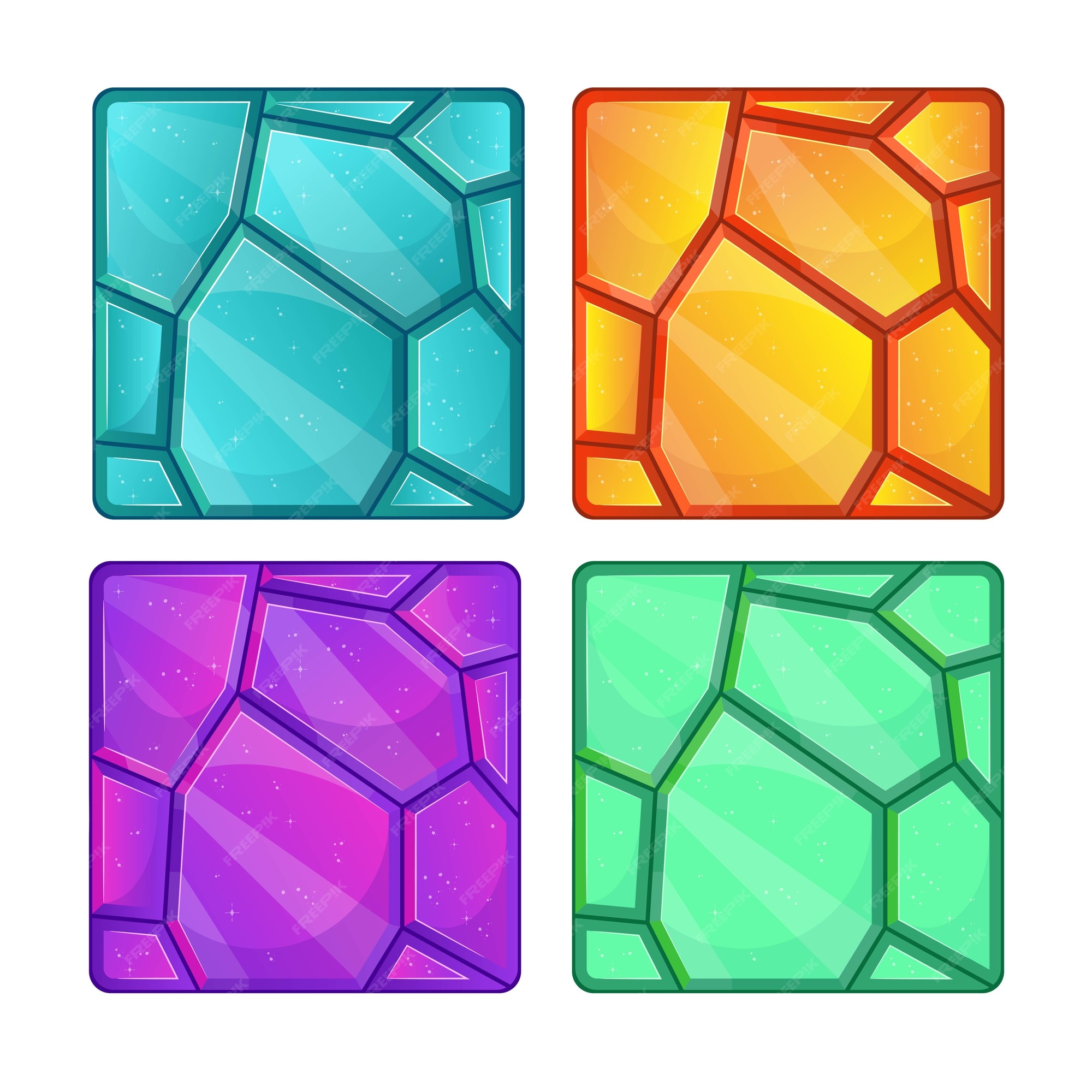 Diferentes texturas de piedras preciosas para el juego. ilustración de  dibujos animados. | Vector Premium