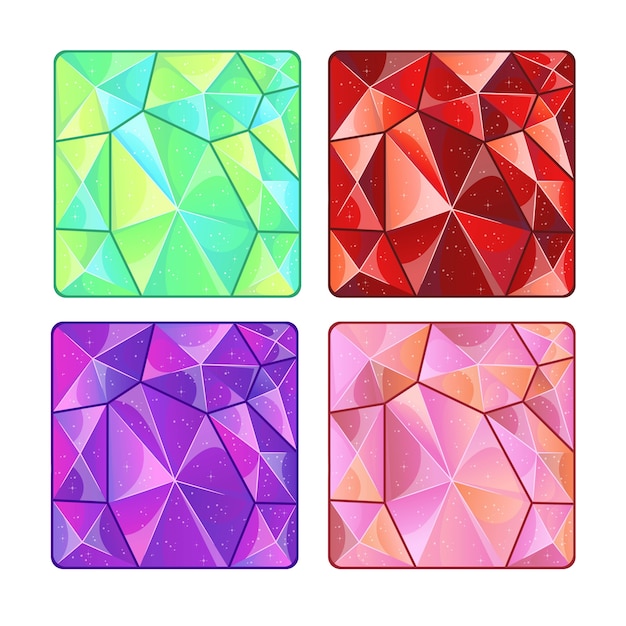 Vector diferentes texturas de piedras preciosas para el juego. ilustración de dibujos animados.