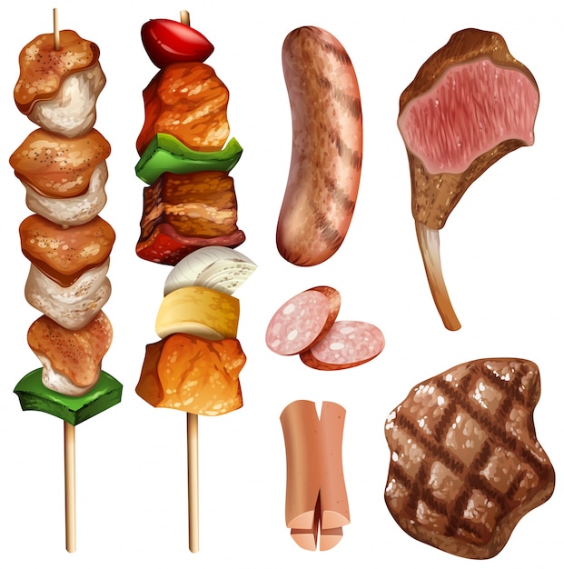 Diferentes tipos de barbacoa y filetes