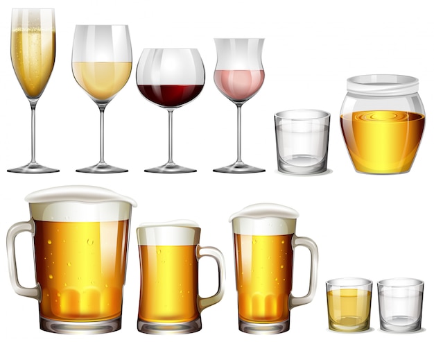 Diferentes tipos de bebidas alcohólicas