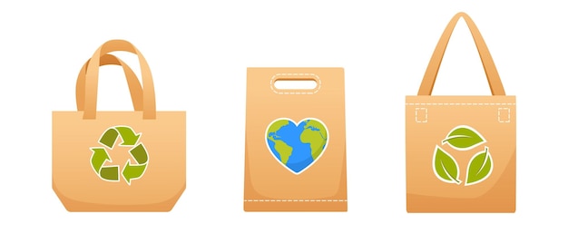 Vector diferentes tipos de bolsas ecológicas
