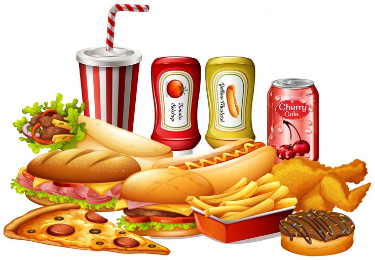 Vector diferentes tipos de comida rápida