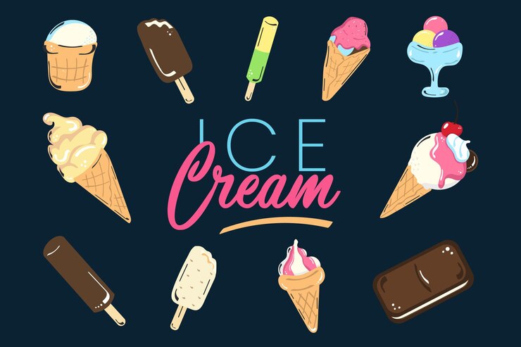 Diferentes tipos de helados cono de helado congelado helado de chocolate helado bolas de helado