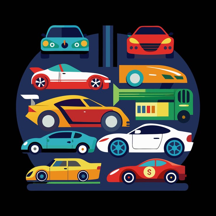 Vector diferentes tipos de iconos de automóviles conjunto icono vectorial de automóviles ilustración vectorial del conjunto de icono de automóviles
