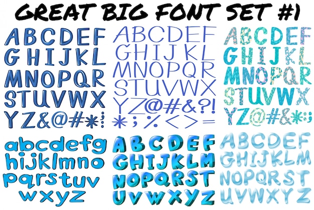 Vector diferentes tipos de ilustración de caracteres de fuente